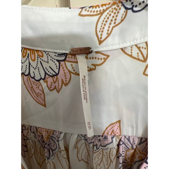 Free People size XS Run Free top blouse shirt ties in front of - Picture 2 of 5